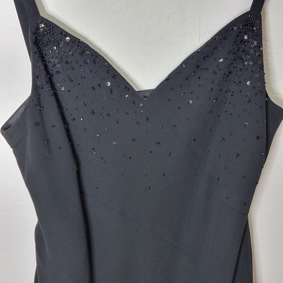 Evan Picone Black Beaded Asymmetrical Slip Dress - Picture 4 of 6